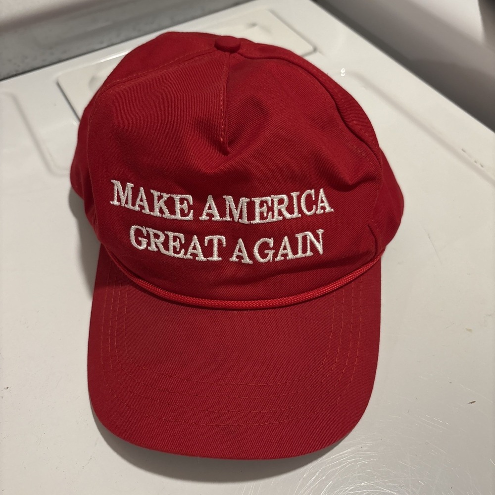 MAGA Hat Cap Snapback Red Make America Great Again Cali-Fame USA Small Spots Pic